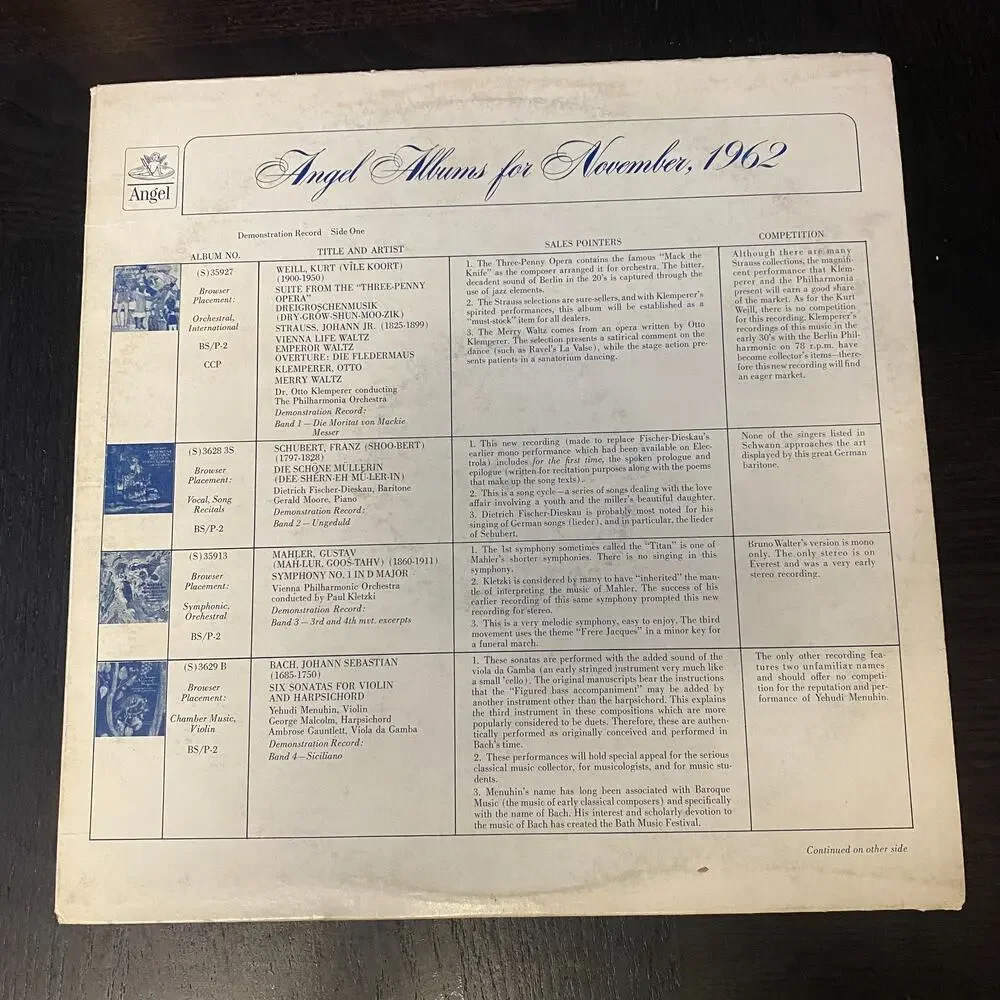 A festival of fine music promo angel records various artists November 1962 Vinyl - Picture 1 of 6
